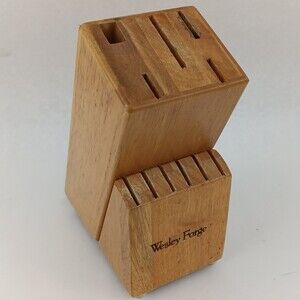 Wesley Forge Light Brown 11 Slots Free Standing Wooden Knife Block